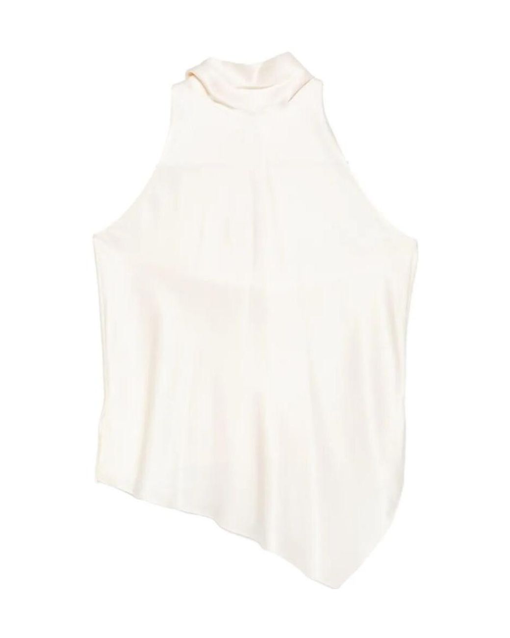 Brunello Cucinelli White Asymmetric Halterneck Top