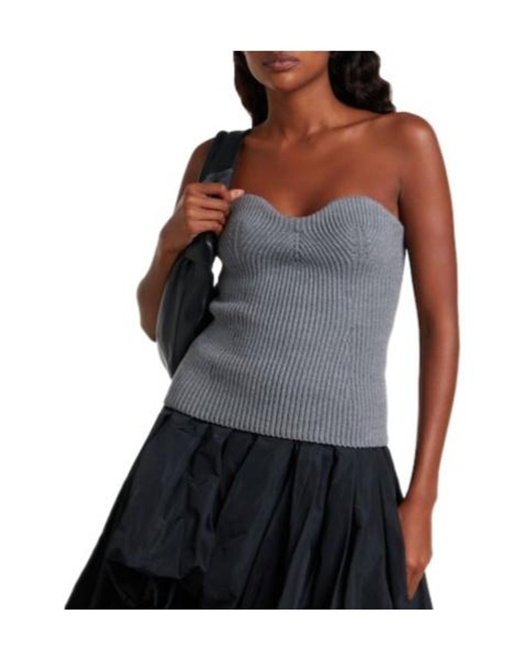 Jil Sander Gray Wool-Blend Bustier Top