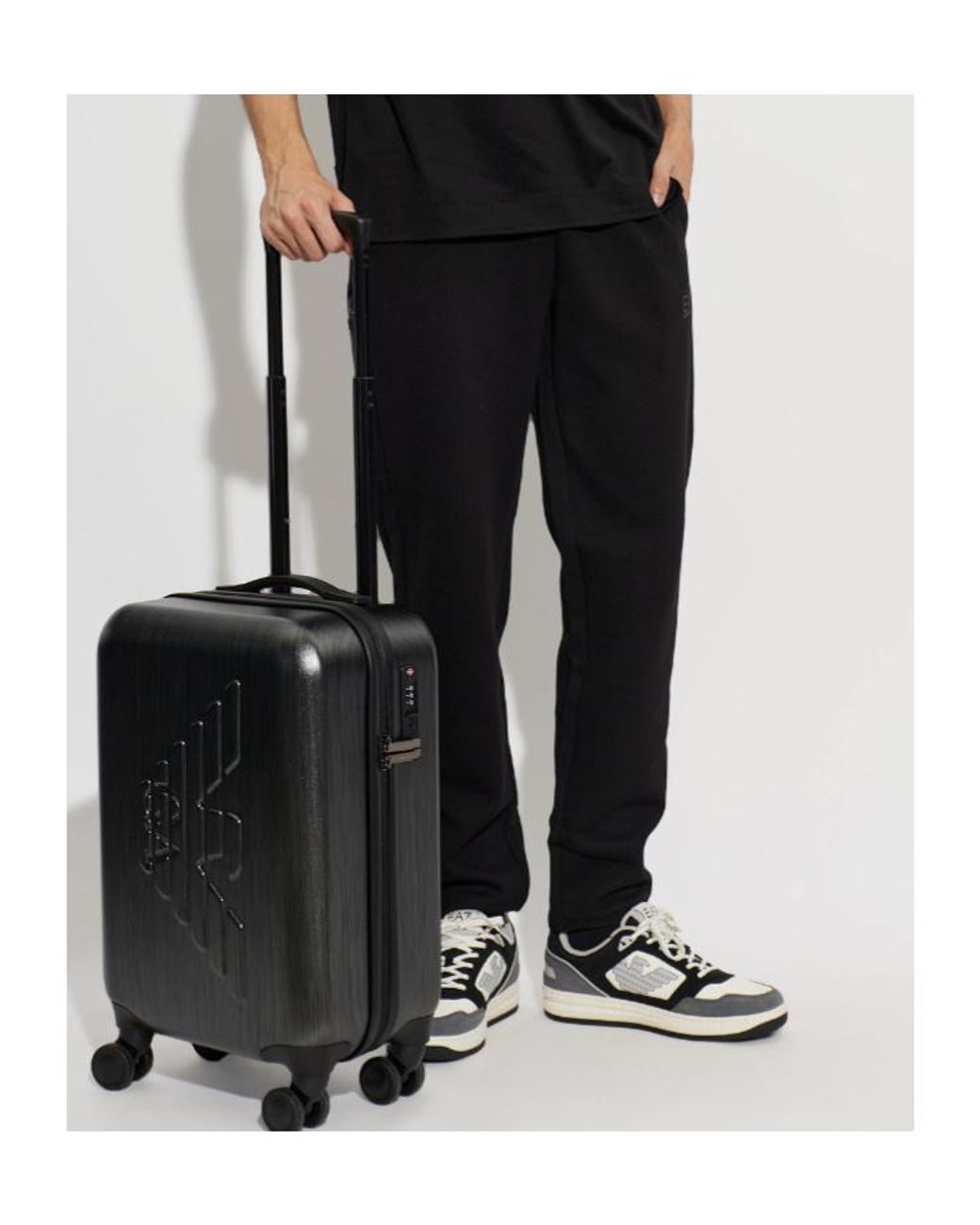 EA7 Black Logo Low-Top Sneakers for men
