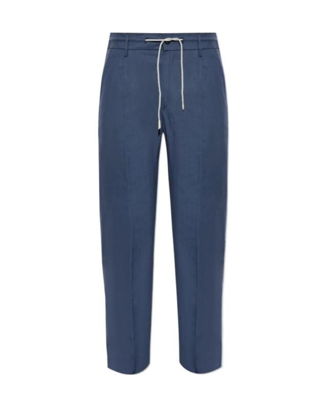 Eleventy Blue Drawstring Creased Pants for men