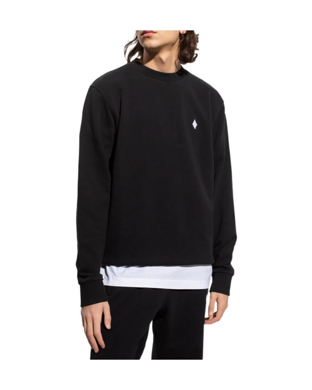Marcelo Burlon Black County Of Milan Logo Embroidered Crewneck Sweatshirt for men