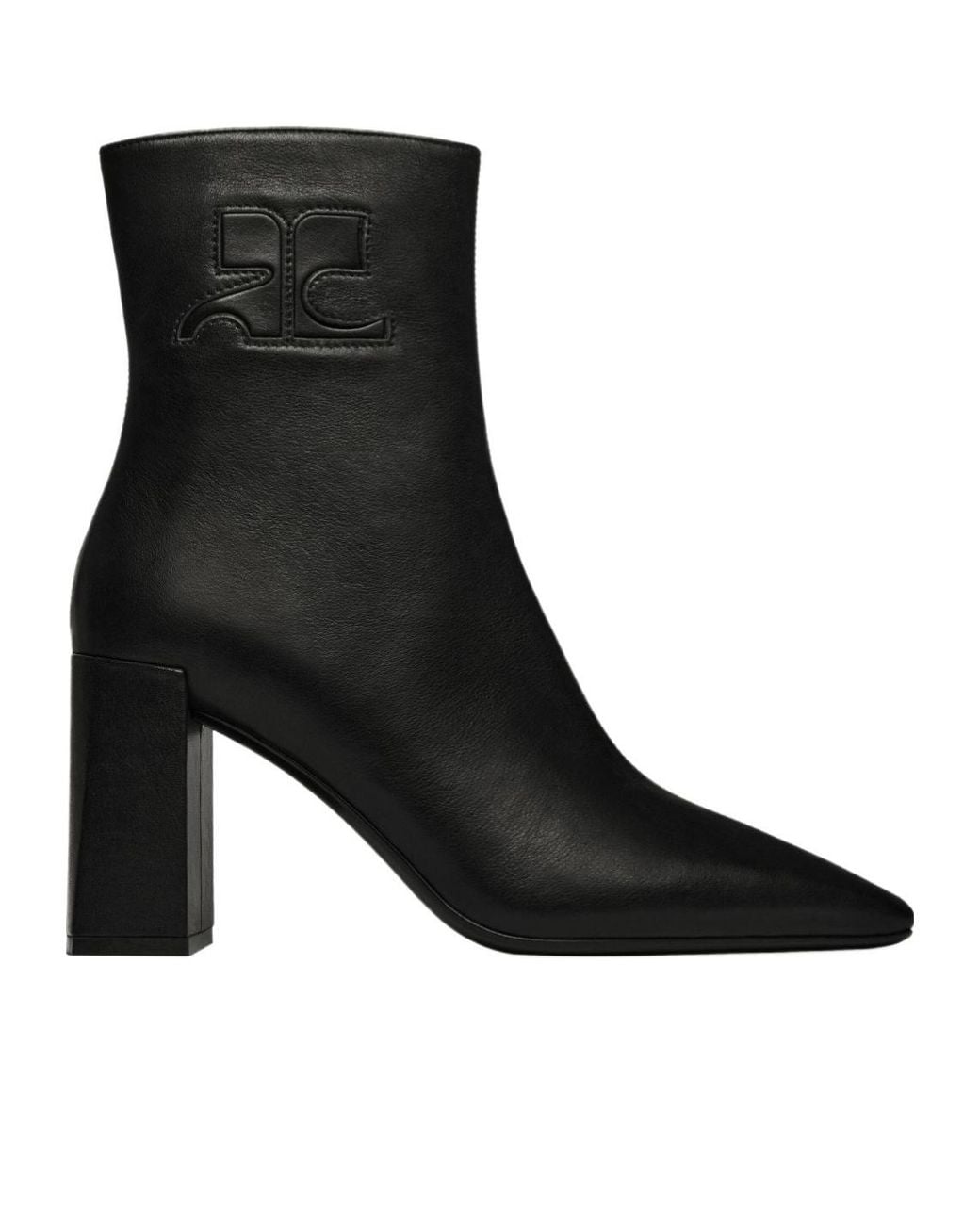 Courreges Black 90Mm Block-Heeled Ankle Boots