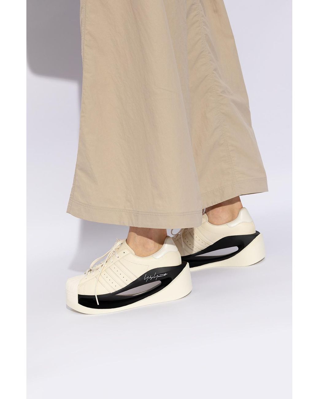 Y-3 White Gendo Superstar Leather Sneakers for men