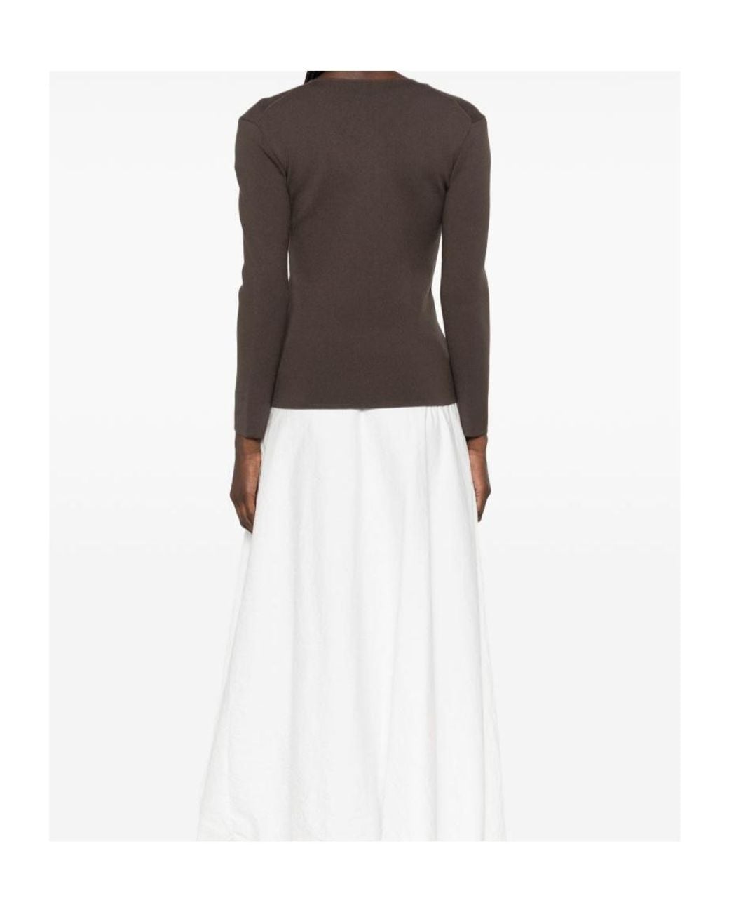 Totême Brown V-Neck Long-Sleeve Sweater