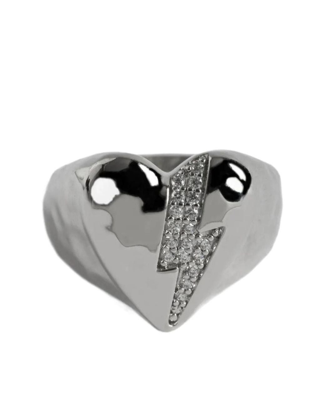 Zadig & Voltaire Gray Heart Lightning Ring
