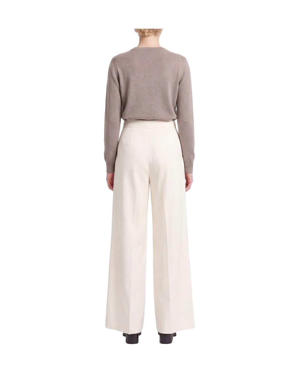 Max Mara White Wide-Leg Trousers