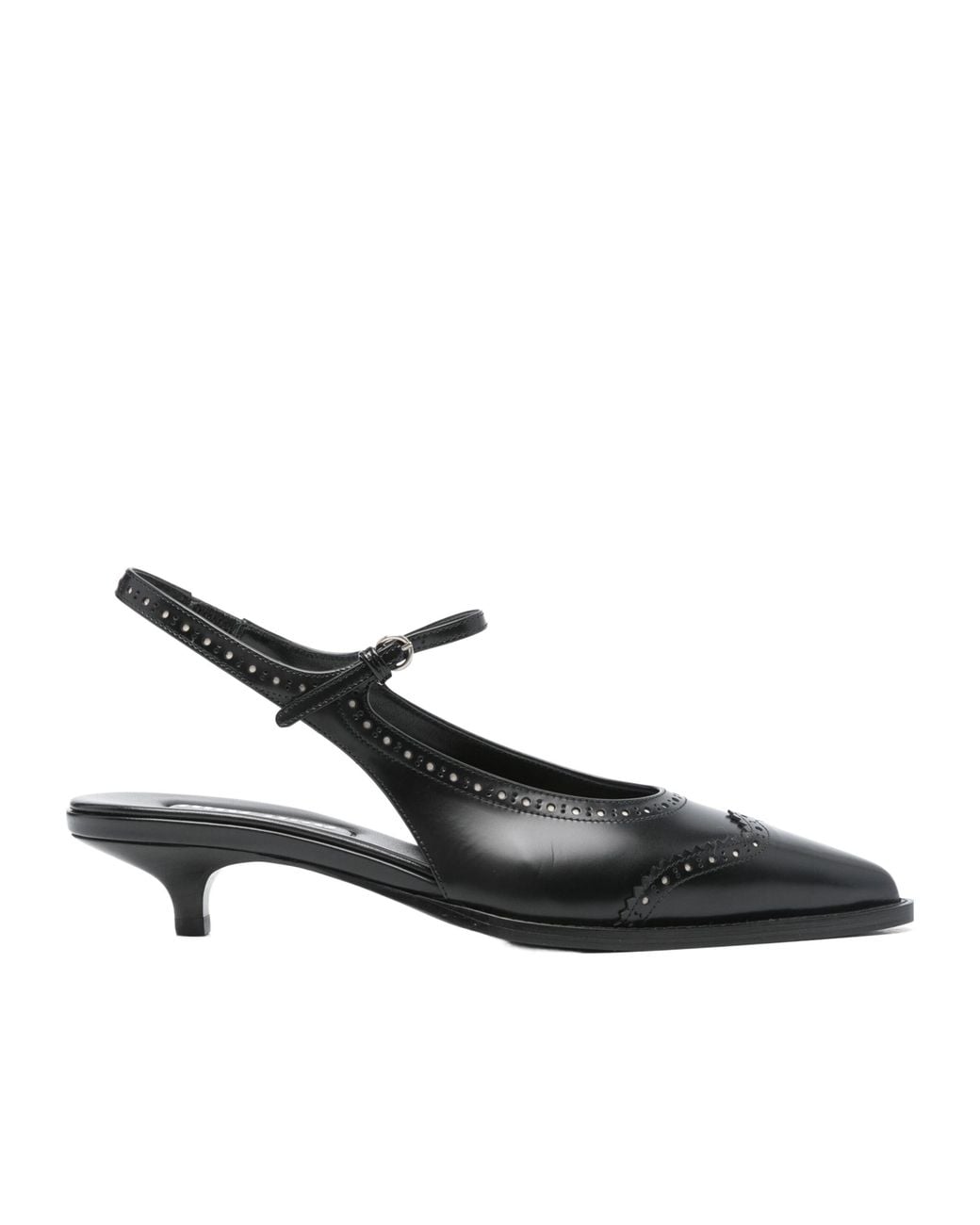 Miu Miu Black Pointed-Toe Slingback Pumps
