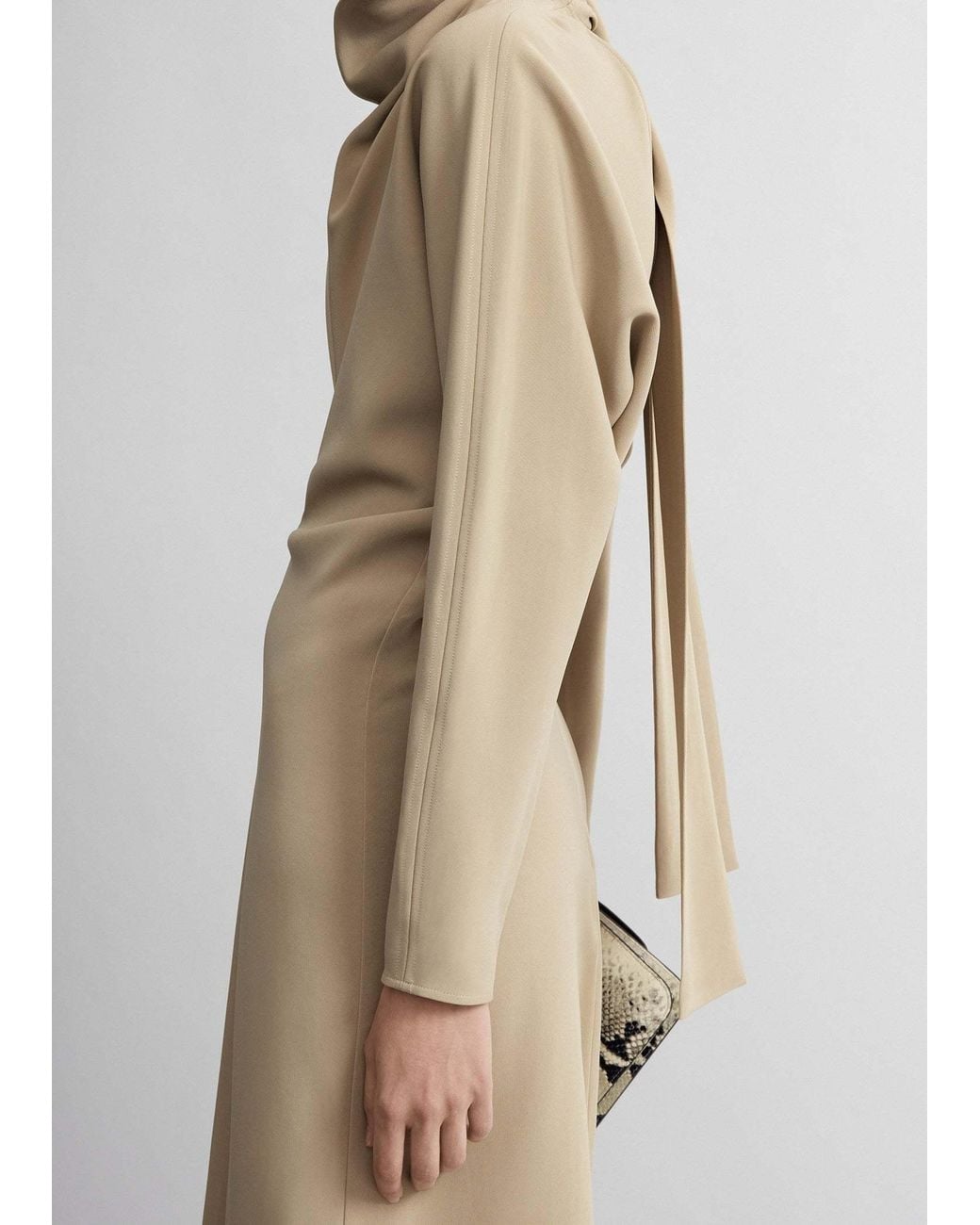 Totême  Natural Totême Scarf-Neck Long Sleeved Maxi Dress