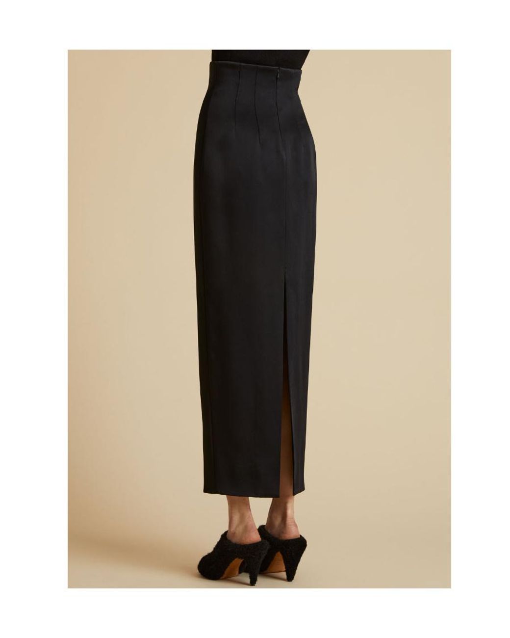 Khaite Black The Loxley High-Waisted Midi Skirt