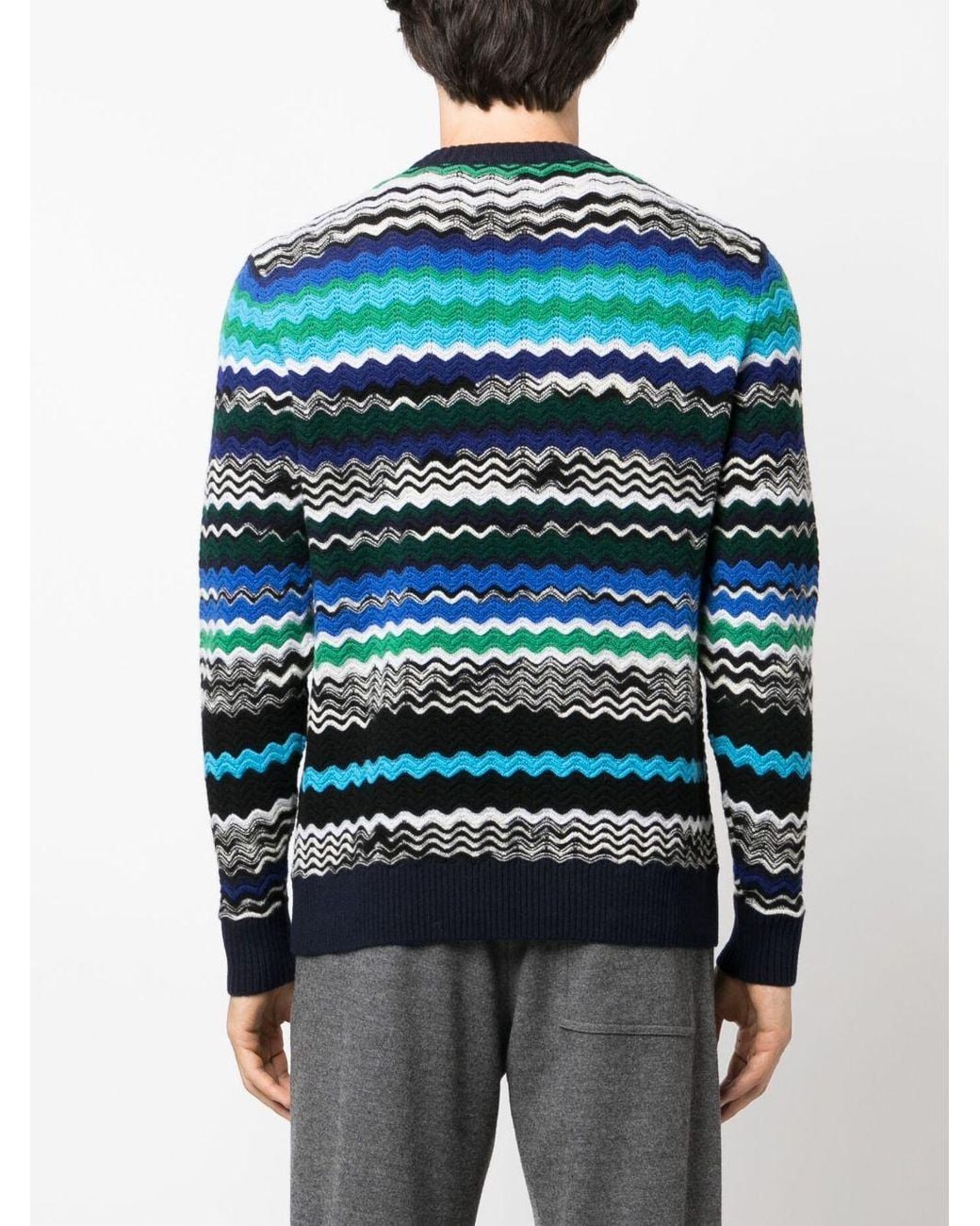 Missoni Blue Round-Neck Knitwear for men
