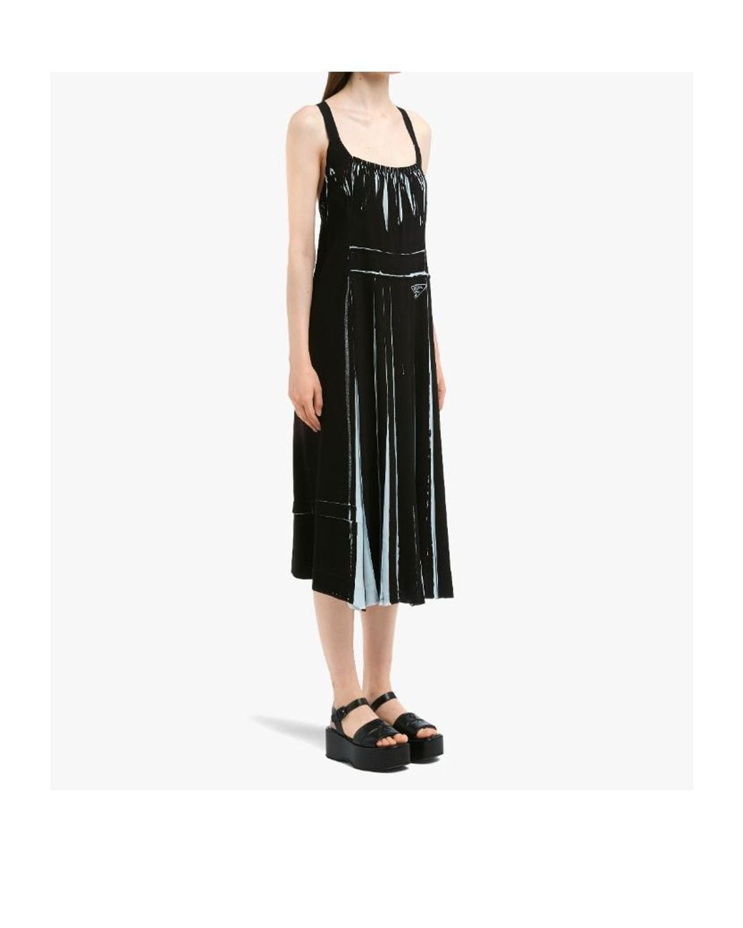 Prada Black Sleeveless Printed Sablé Dress