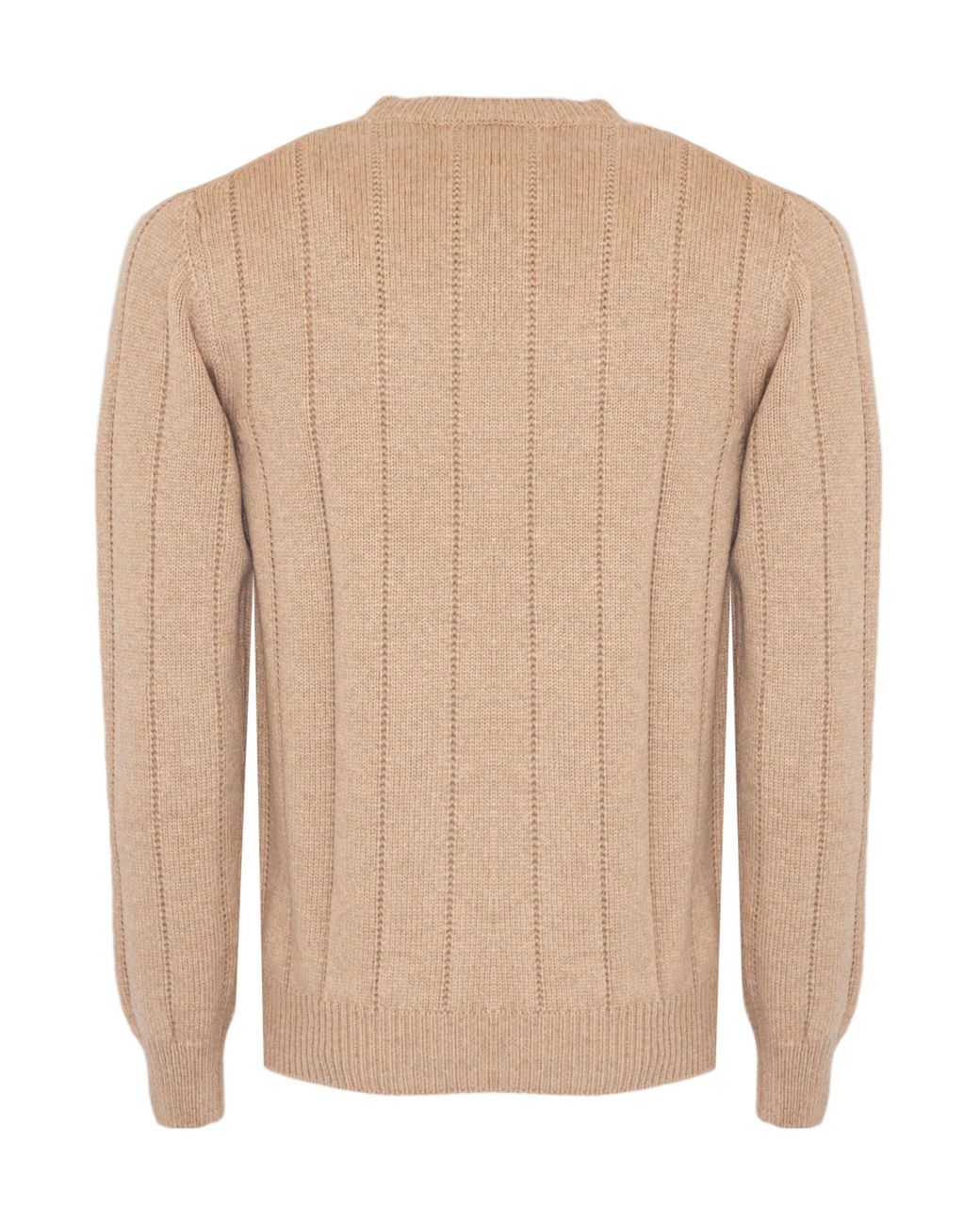 Cruciani Natural Vertical Ribbed Crew Neck Knitted Sweater for men