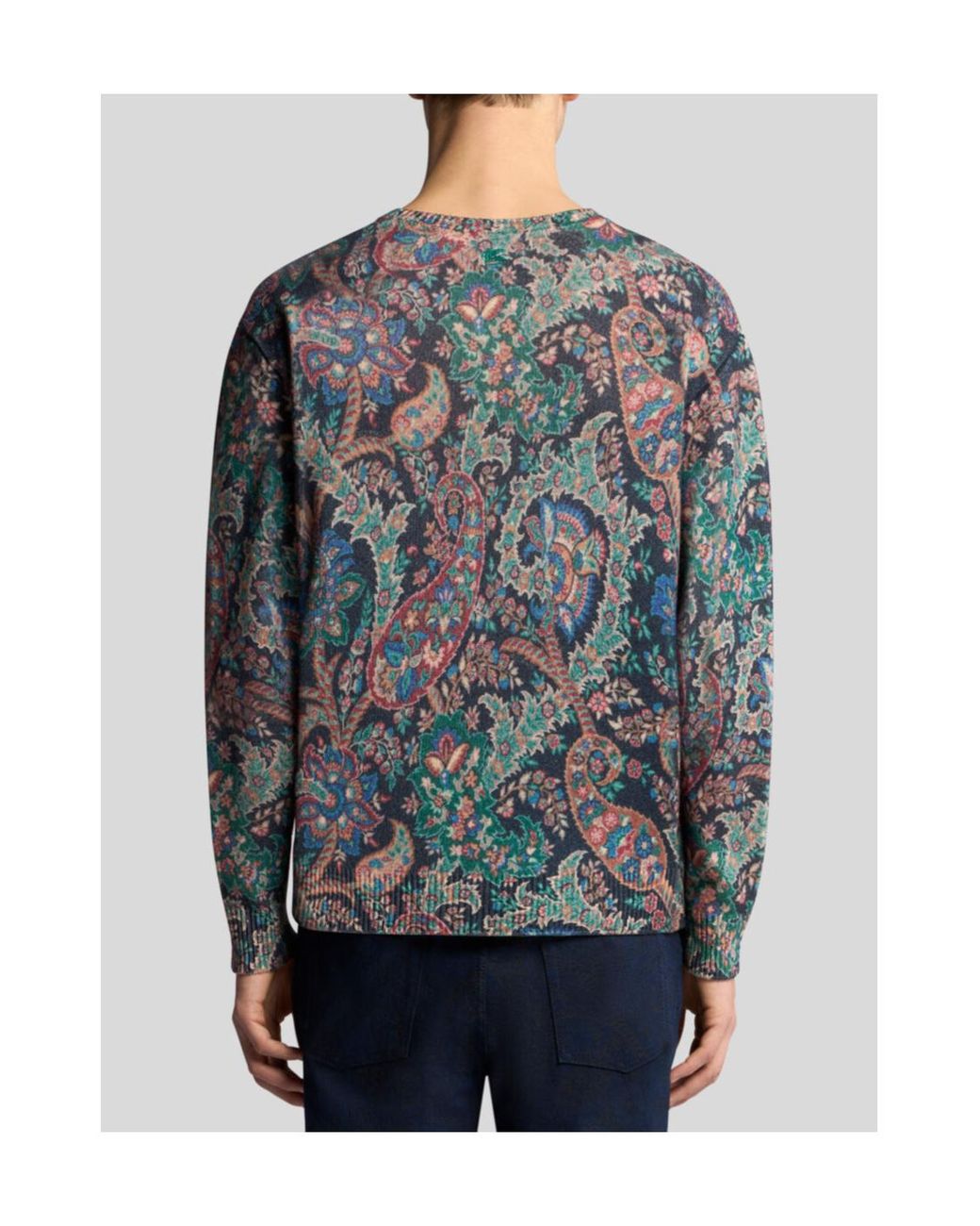 Etro Blue Floral Paisley Printed Jumper for men