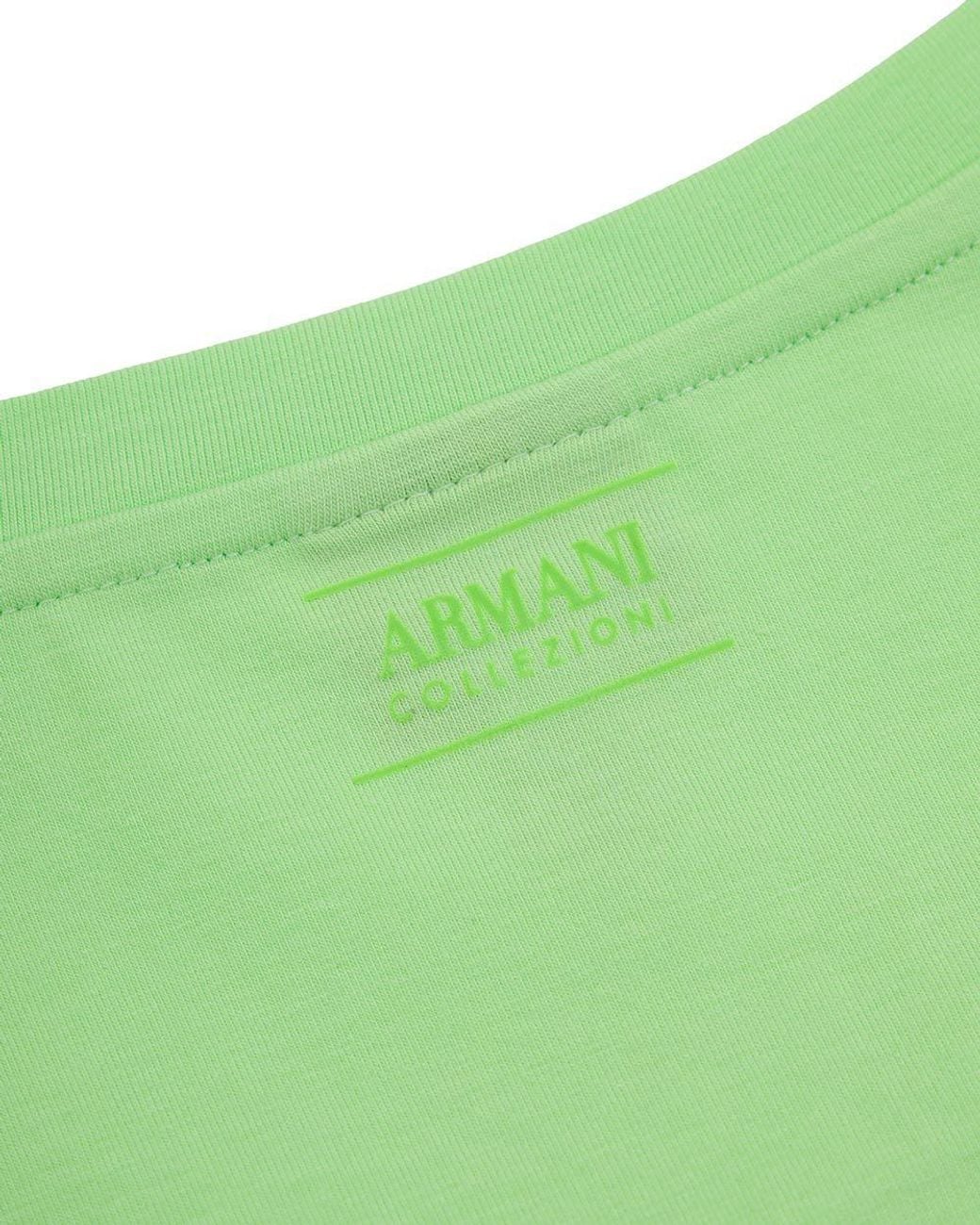 Armani Collezioni Green Printed Round-Necked T-Shirt for men
