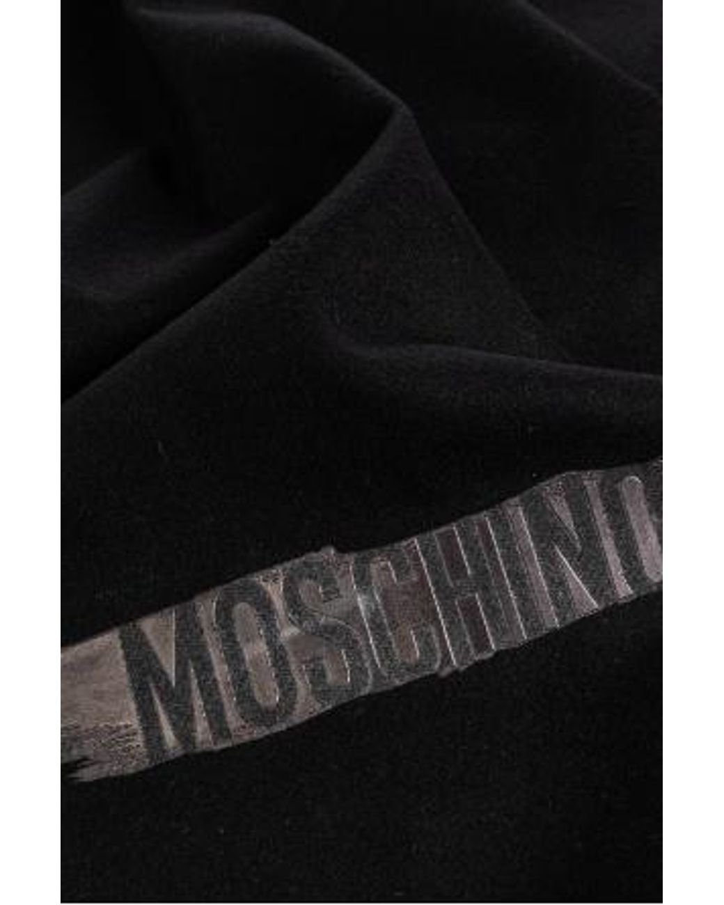 Moschino Black Logo Fringe Scarf for men
