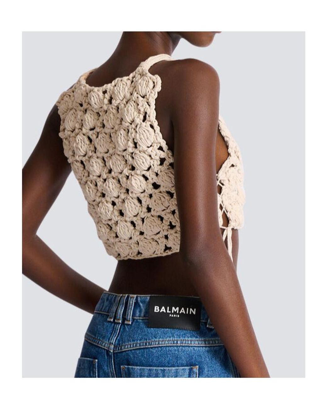 Balmain White Crochet Top