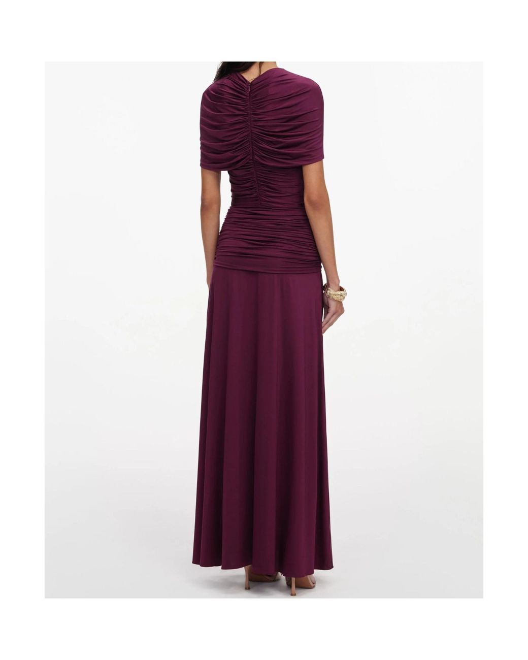 Self-Portrait Purple Knitted Pleated Midi Dress