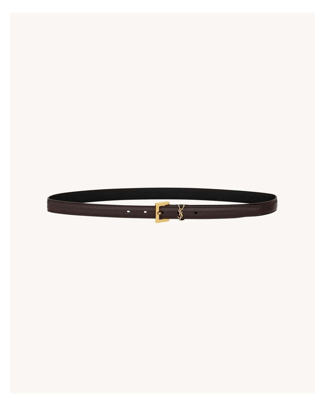 Saint Laurent White Smooth Leather Skinny Belt
