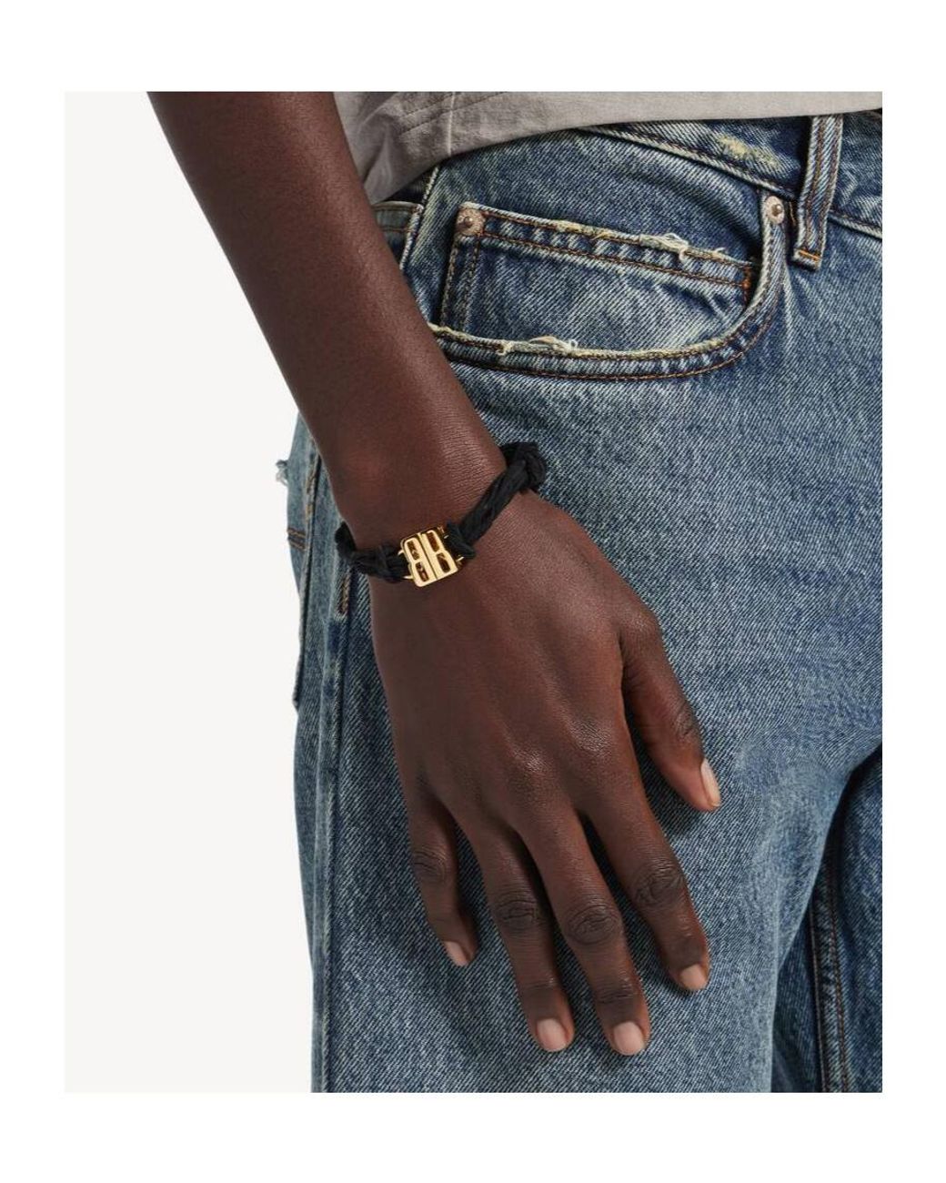 Balenciaga Black Nano Ribbon Bb Bracelet