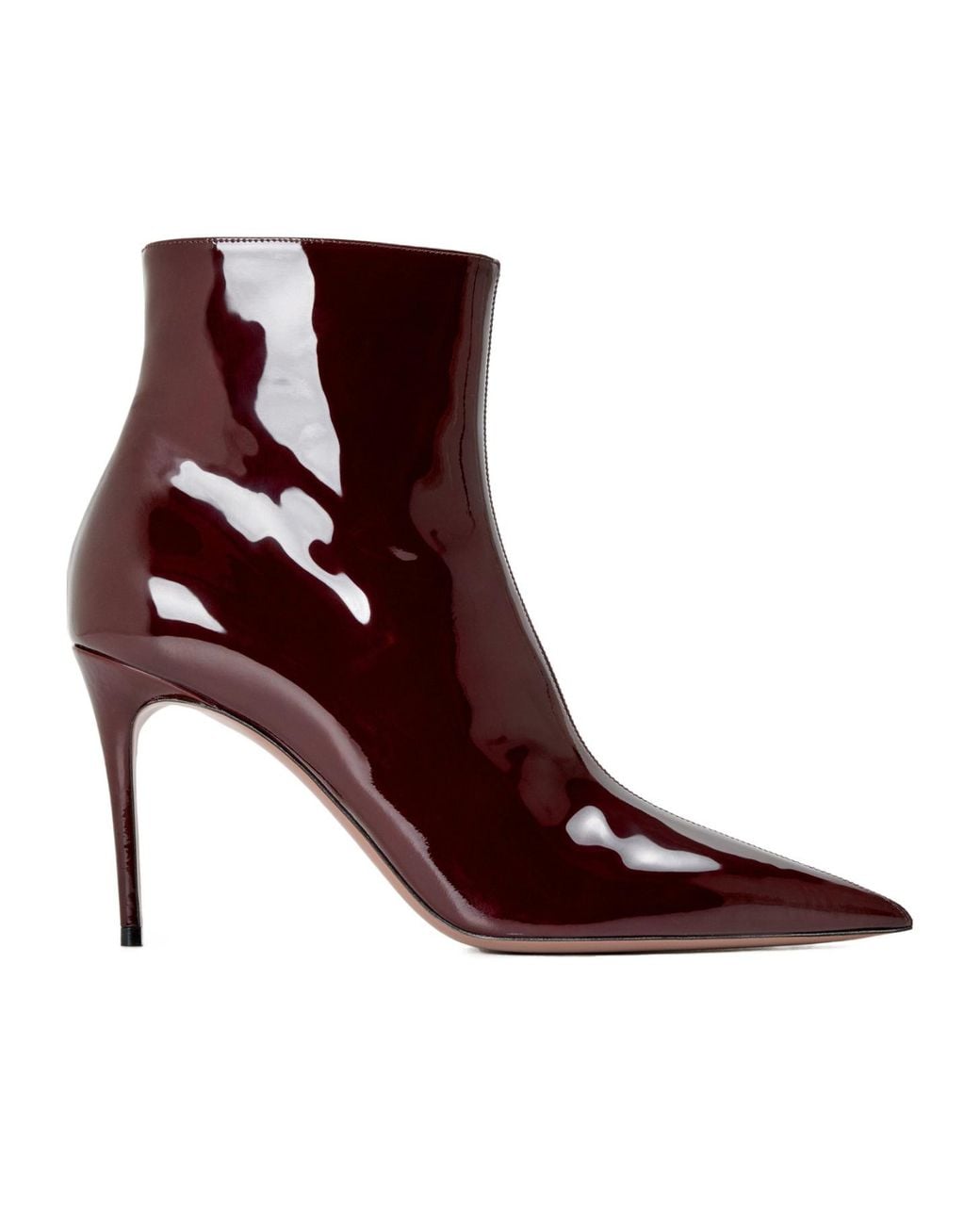 Paris Texas Brown Leather Patent Pointed-Toe Ankle Boots