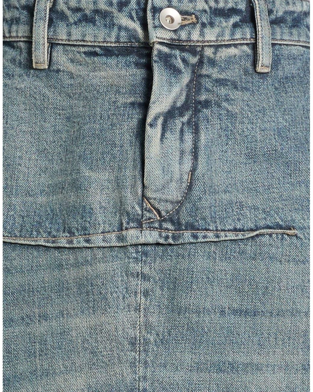Rick Owens Blue Color-Block Pencil Skirt