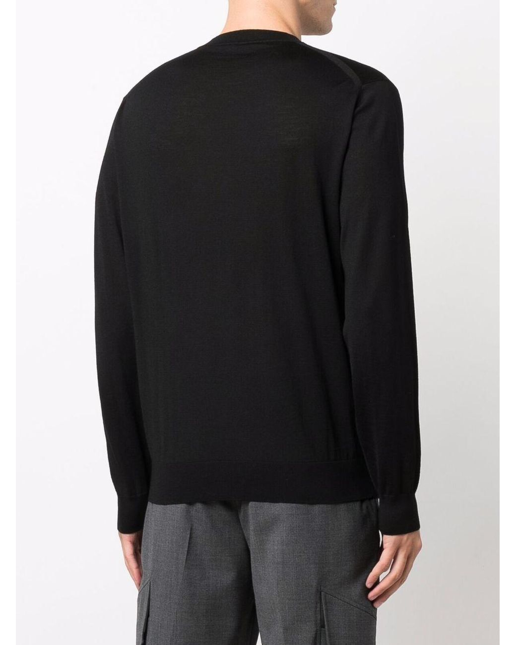 Prada Black Logo Embroidered Crewneck Jumper for men
