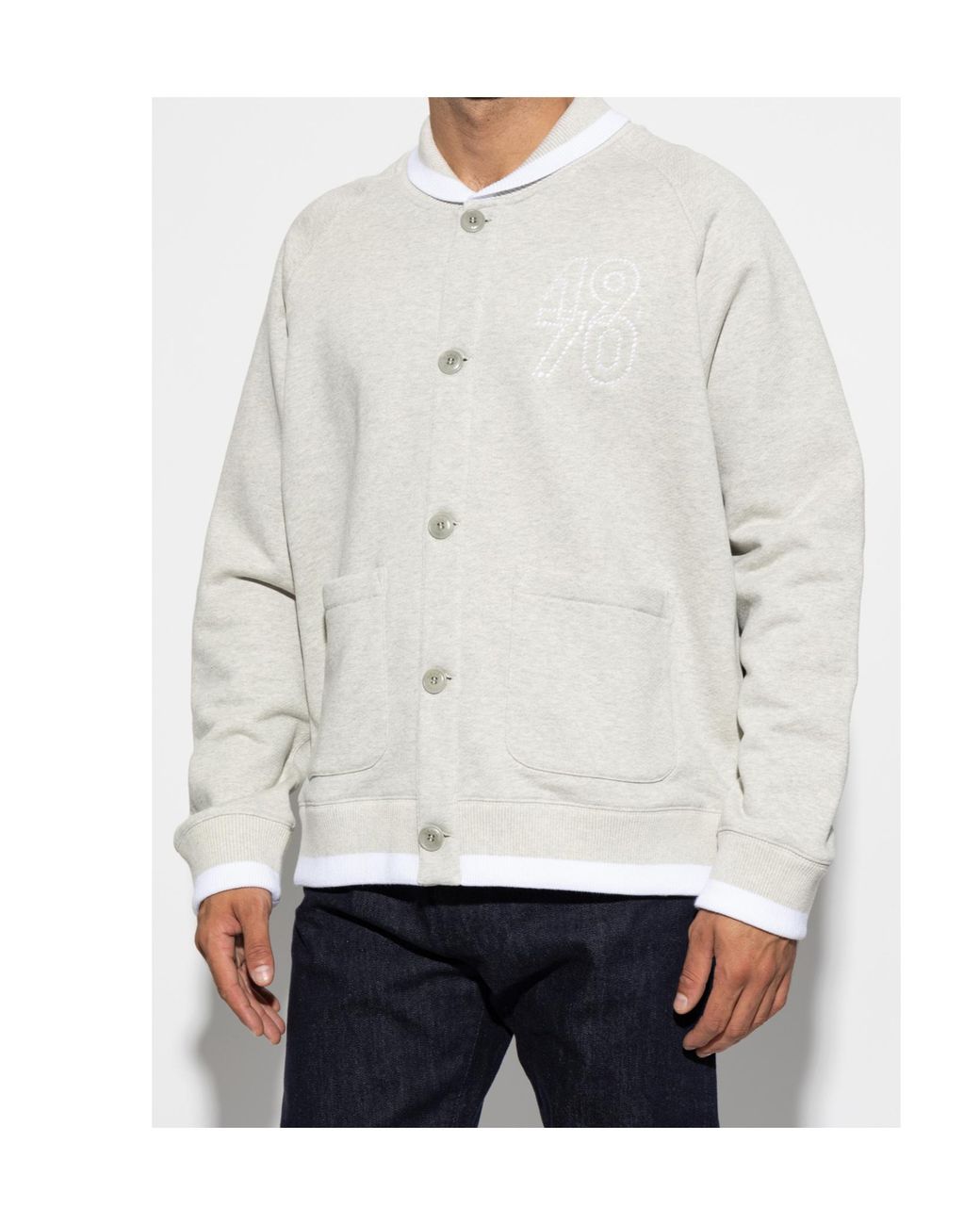 KENZO White Long-Sleeved Button-Up Sweatshirt for men