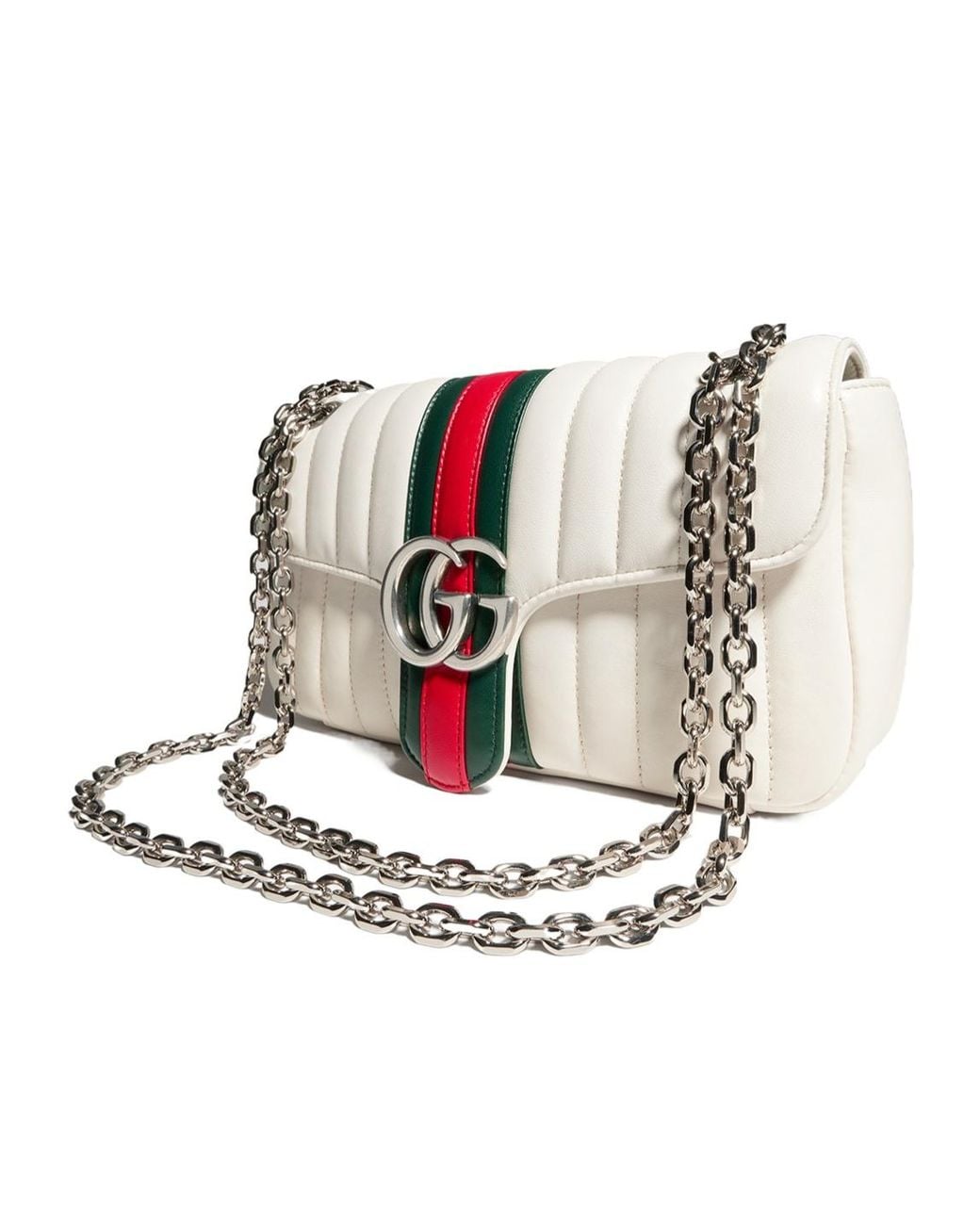 Gucci White Jetset Gg Marmont Medium Shoulder Bag