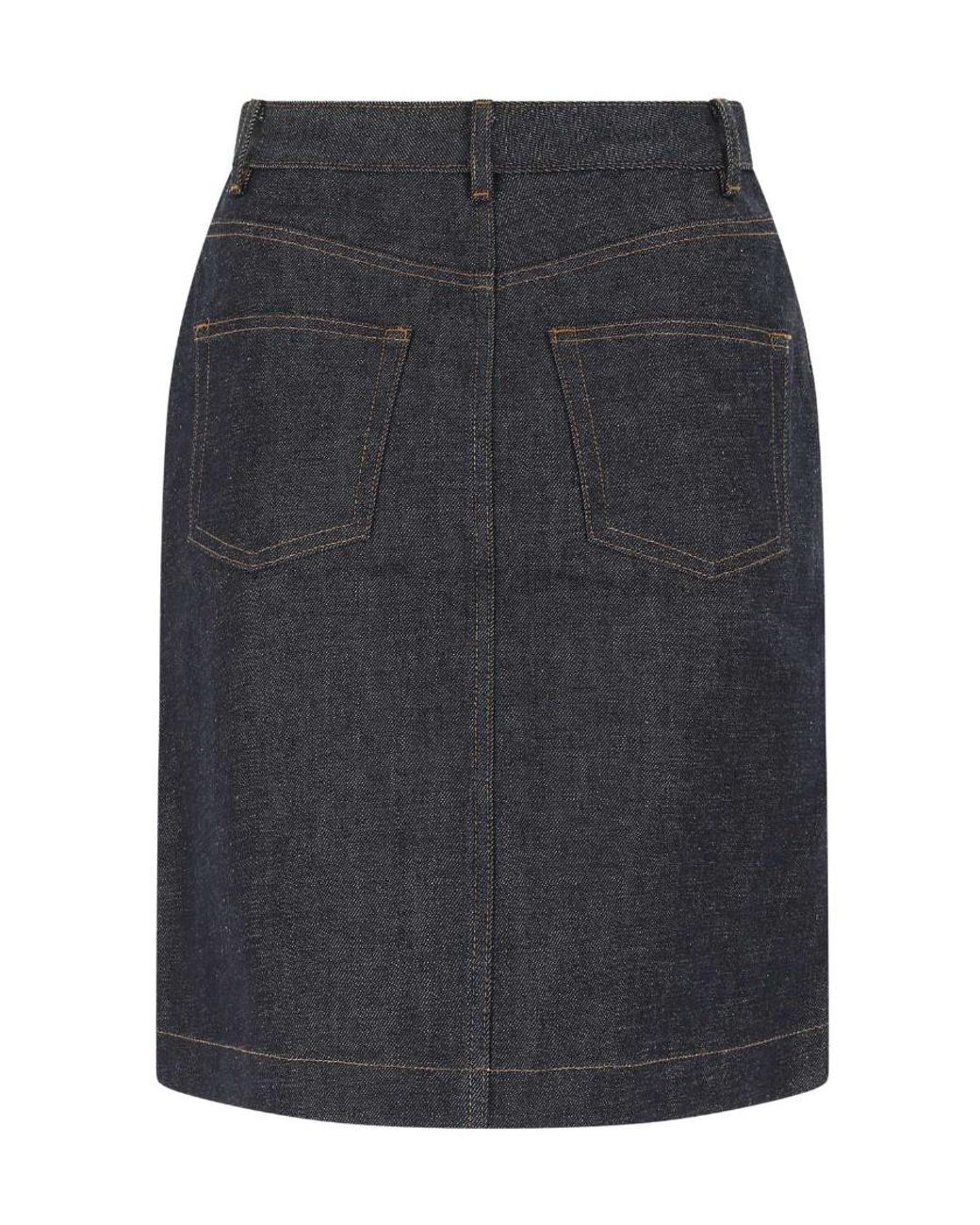 A.P.C. Blue Button-Down Denim Skirt
