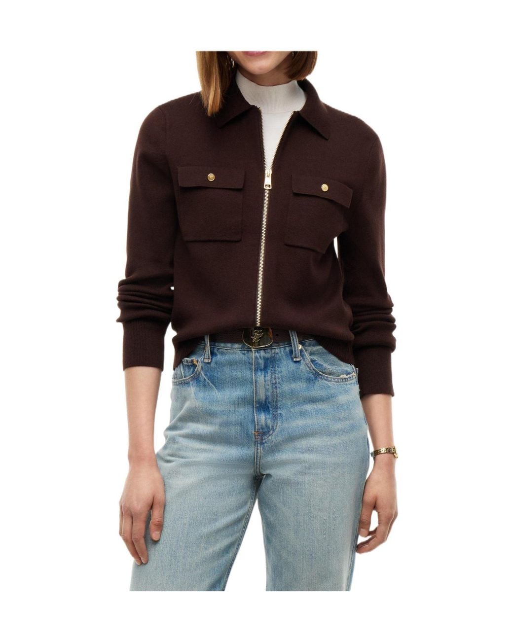 Tommy Hilfiger Brown Zipup Knit Jacket