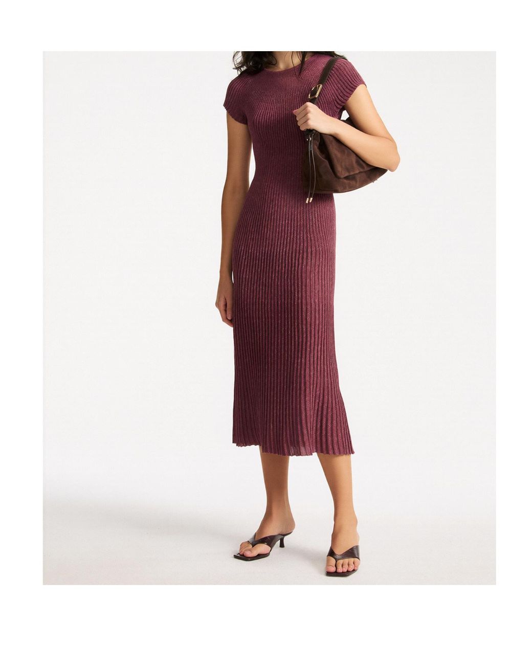 Marella Purple Lurex-Detail Knit Dress