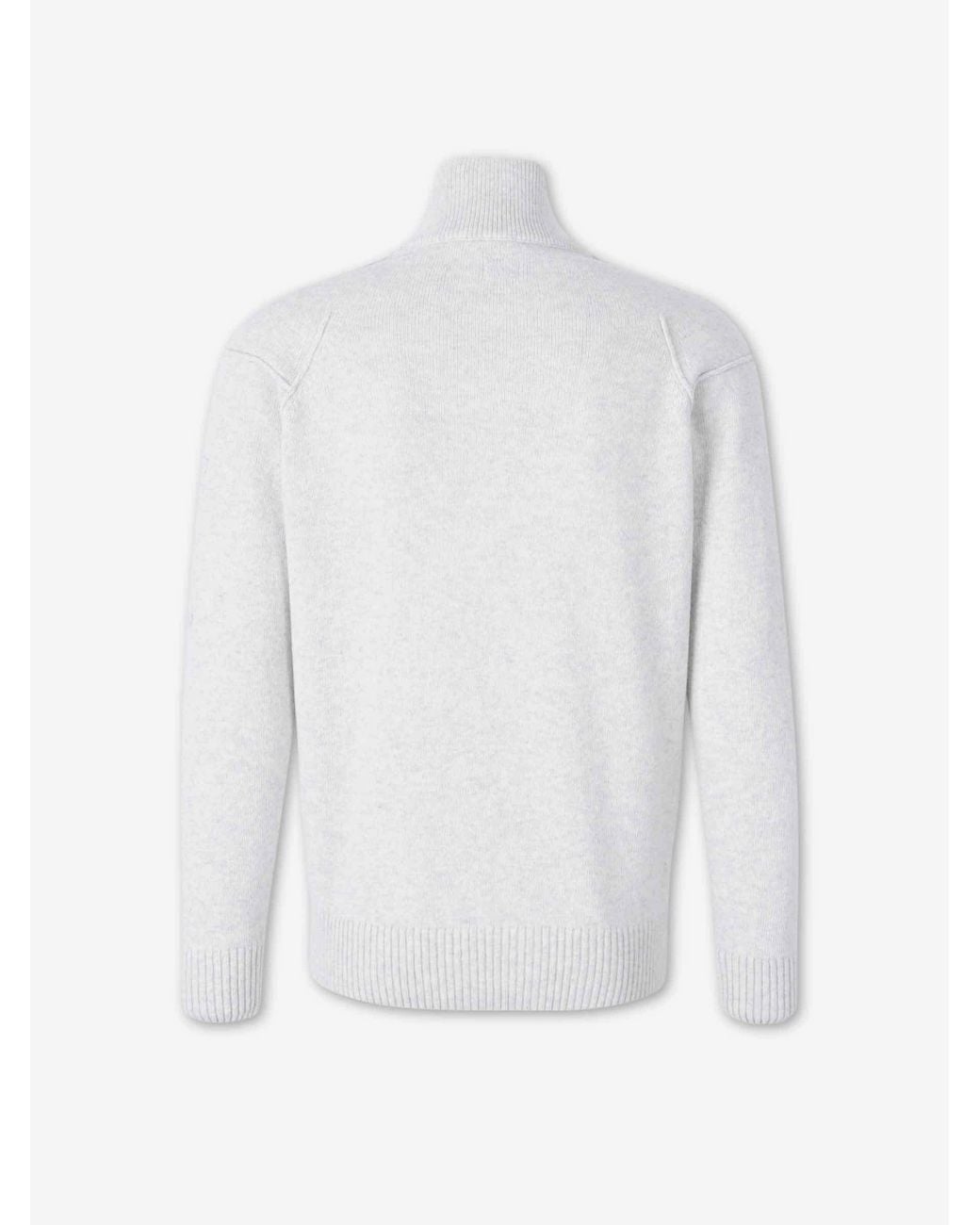 C P Company White Lambswool Lens Half Zip Sweater for men