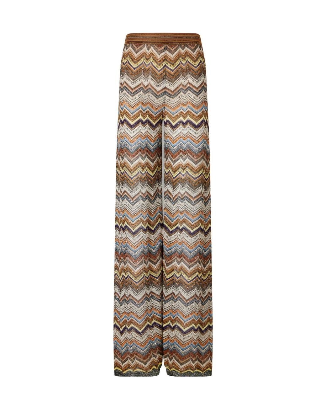 Missoni Natural Sequined Metallic Crochet-Knit Wide-Leg Pants