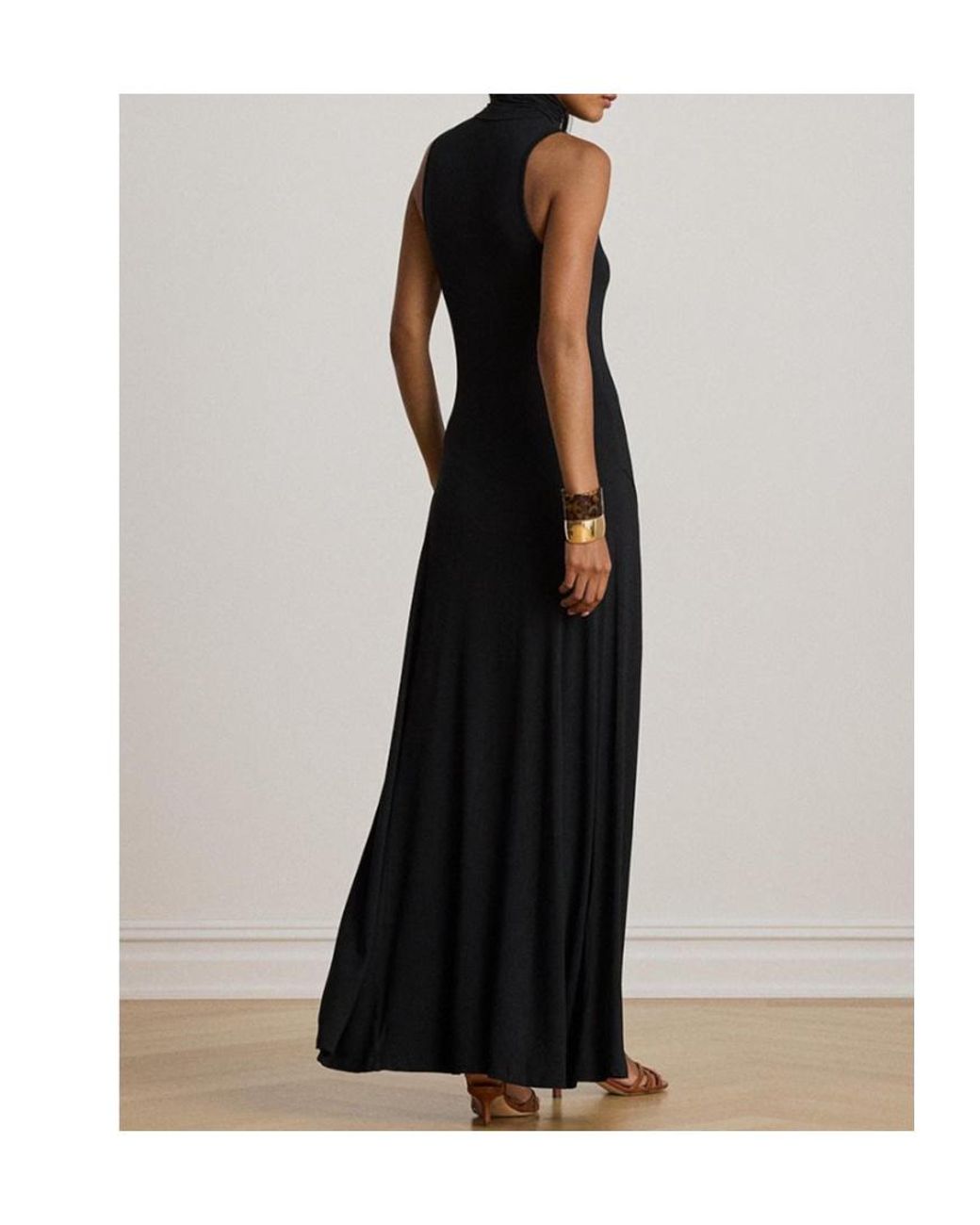 Ralph Lauren Black Sleeveless Turtleneck Maxi Dress