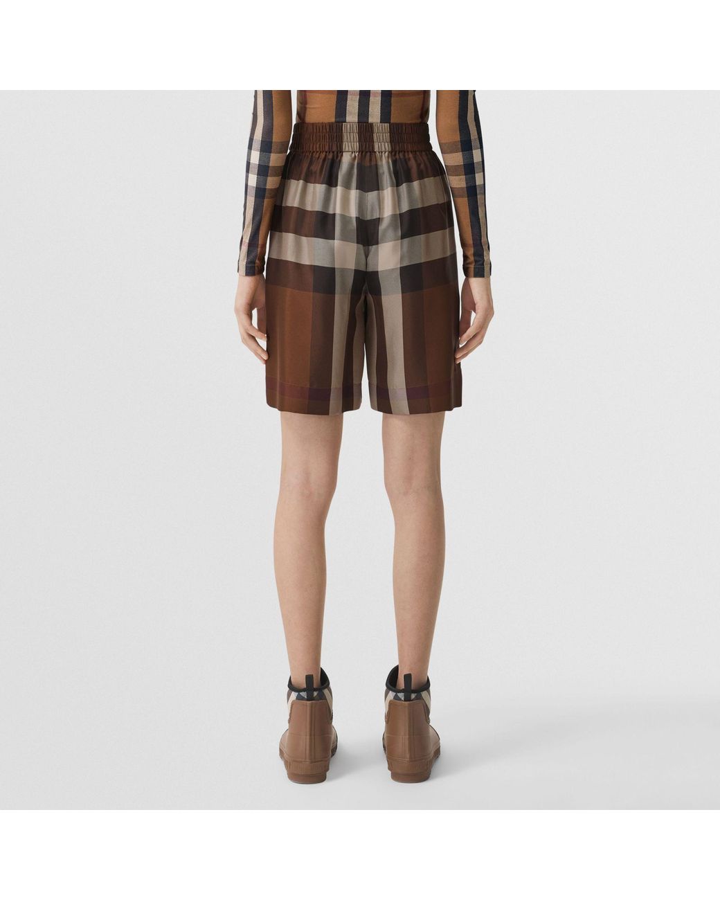 Burberry Brown Silk Check Shorts