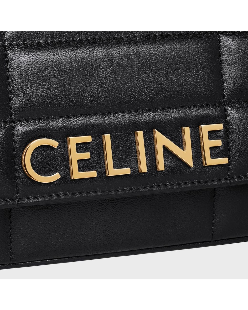 Céline Black Long Chain Shoulder Bag Matelasse Monochrome
