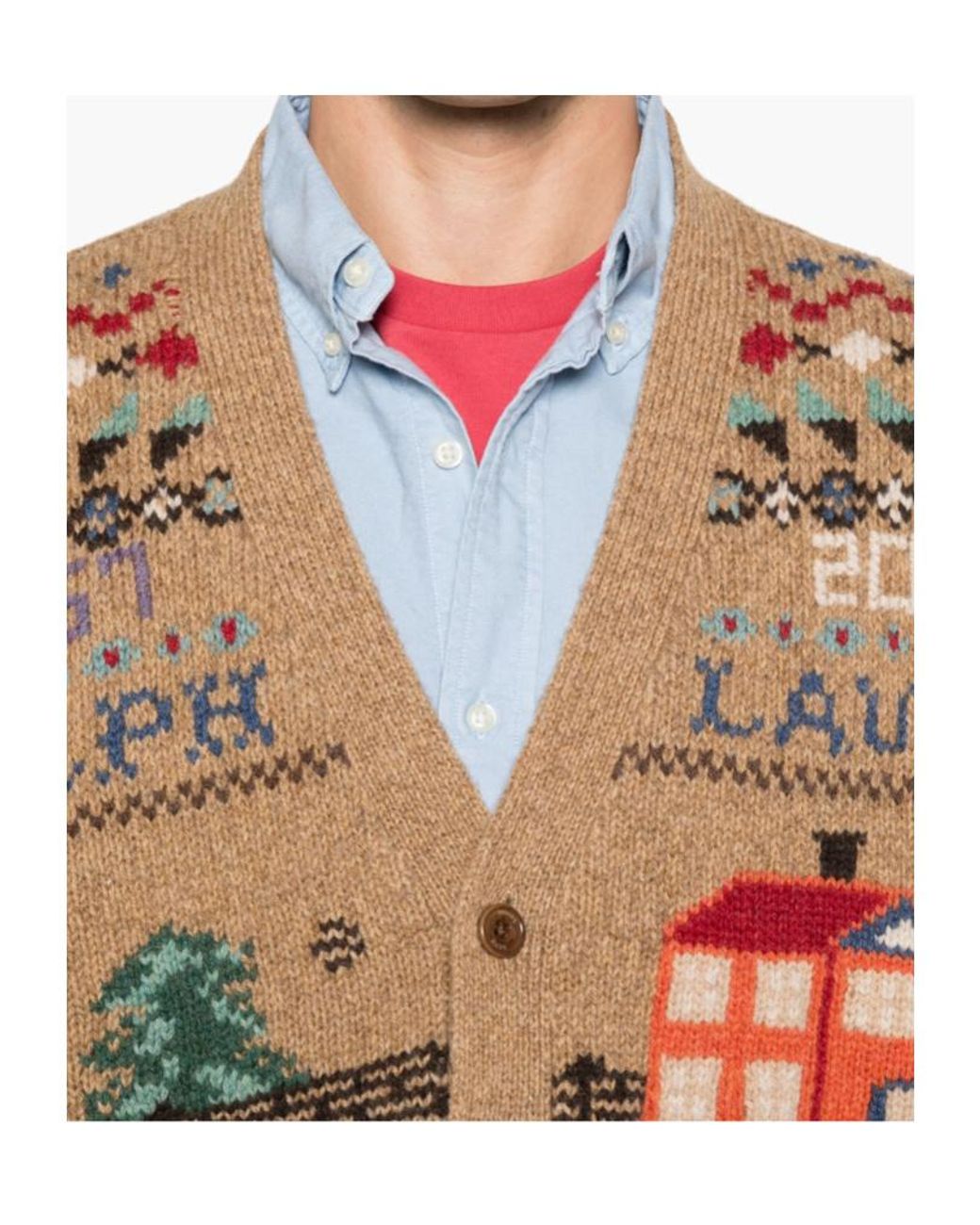 Polo Ralph Lauren Gray Panorama Intarsia Cardigan for men