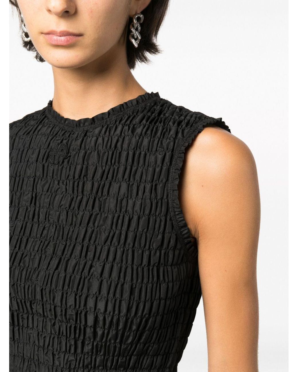 Patou Black Textured Cropped Top