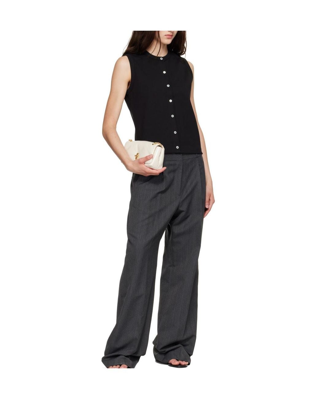 Flore Flore Black Button-Front Sleeveless Vest