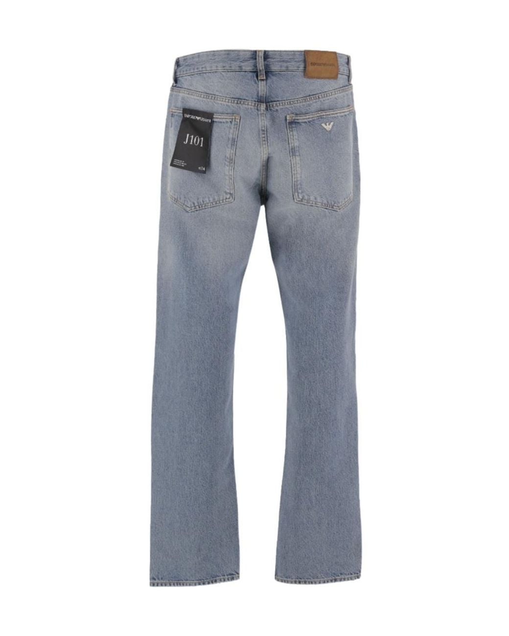 Emporio Armani Blue Distressed Straight-Leg Jeans for men