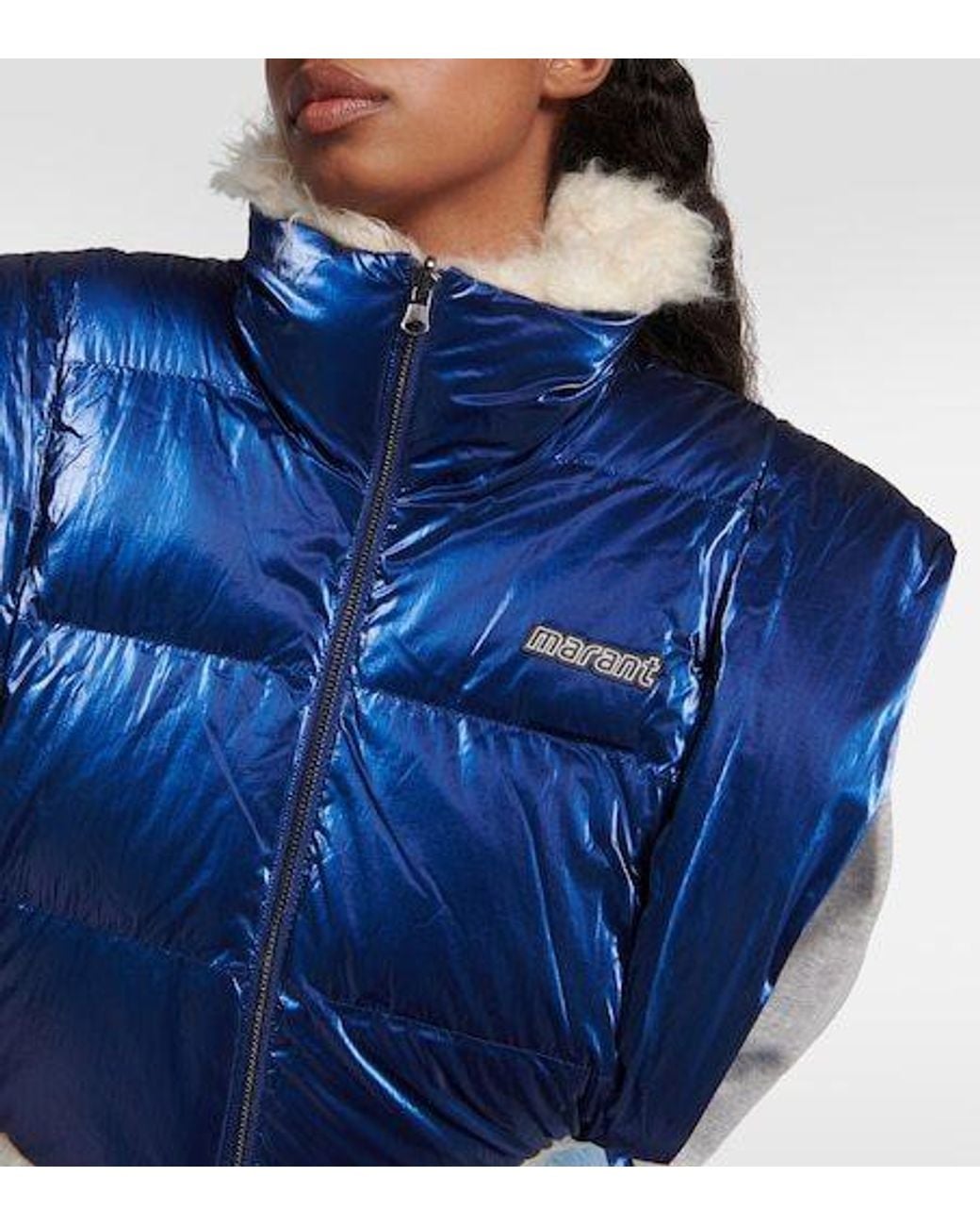 Isabel Marant Blue Cody Satin Puffer Vest
