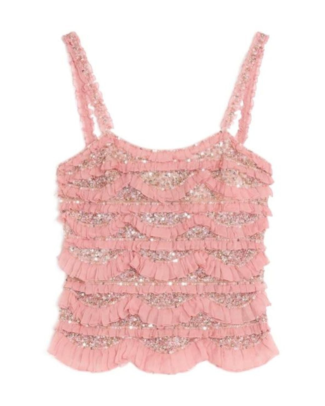 Valentino Pink Tulle Illusione Embroidered Top
