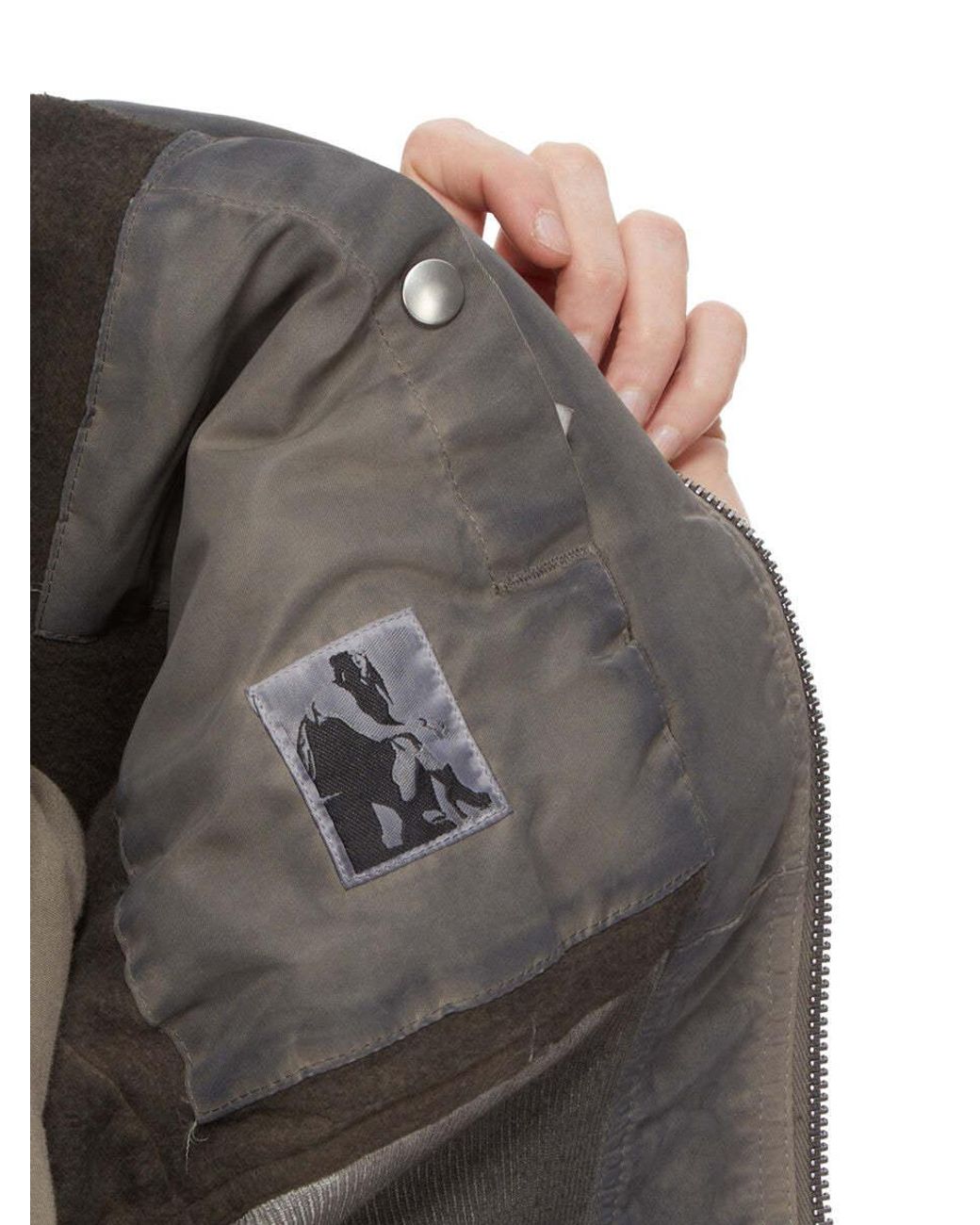 Rick Owens Gray Zip-Up Cropped Hoodie