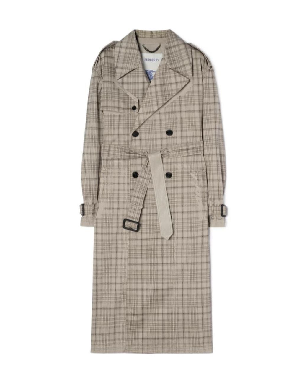 Burberry Natural Long Check Nylon Cotton Hoxton Trench Coat for men