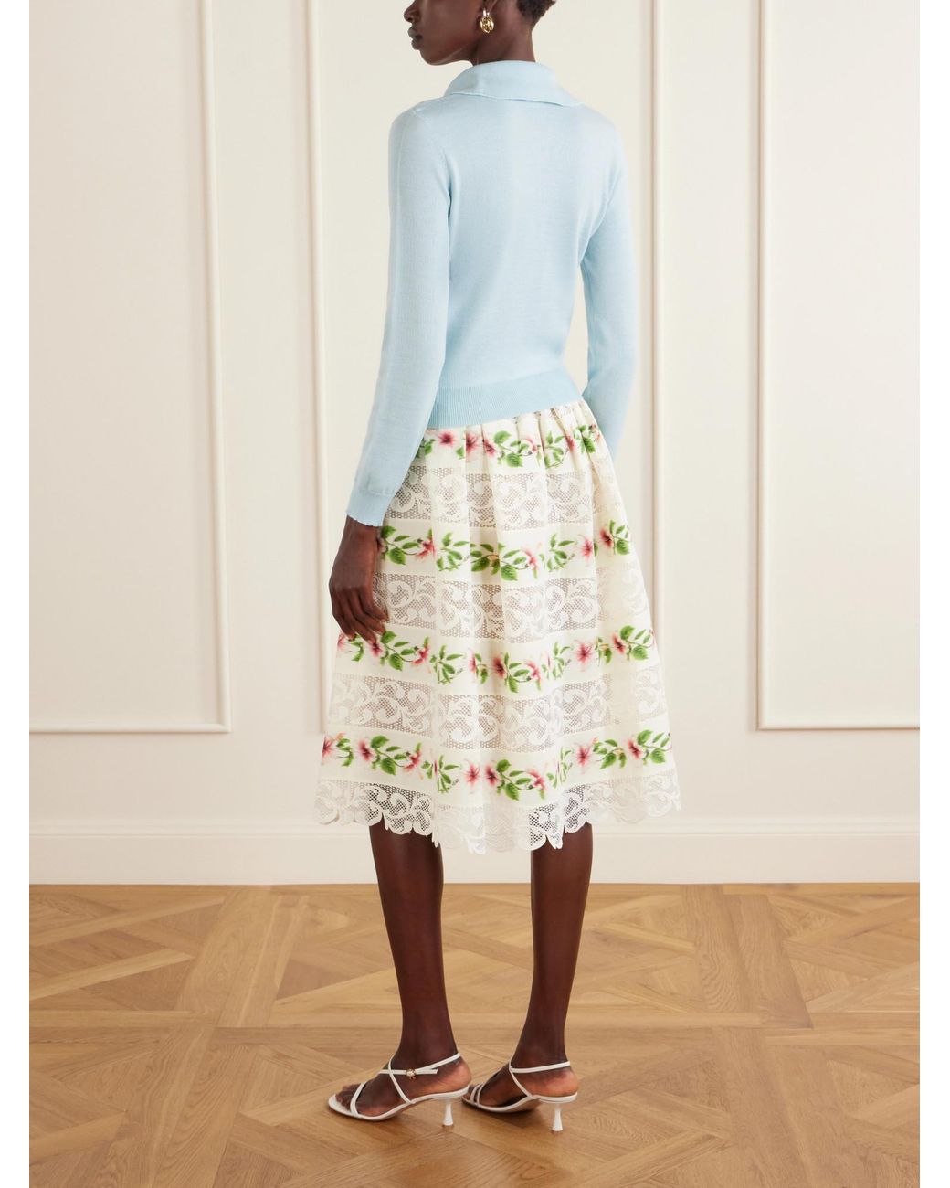 Oscar de la Renta Blue Wool Polo Sweater