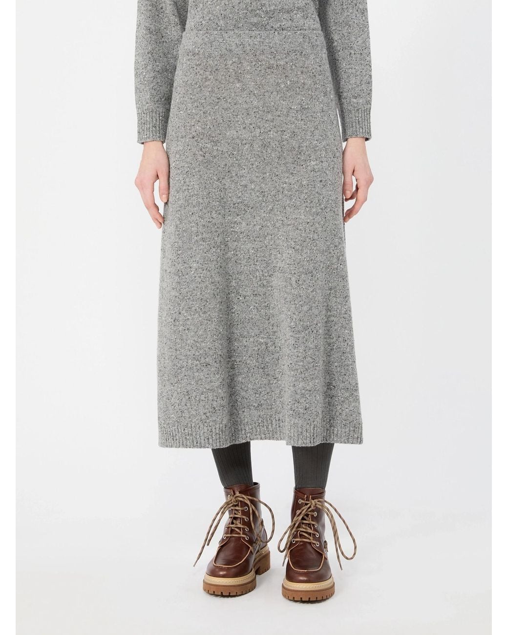 Weekend by Maxmara Gray Wkdaloa Flared Midi Tweed Skirt