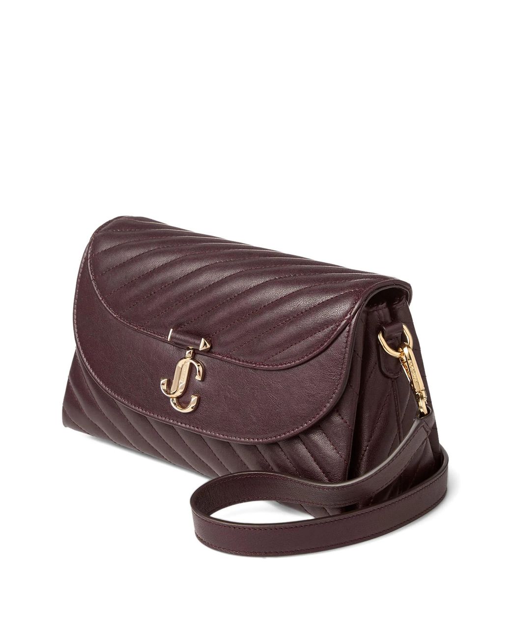 Jimmy Choo Brown Curved-Quilt Shoulder Bag