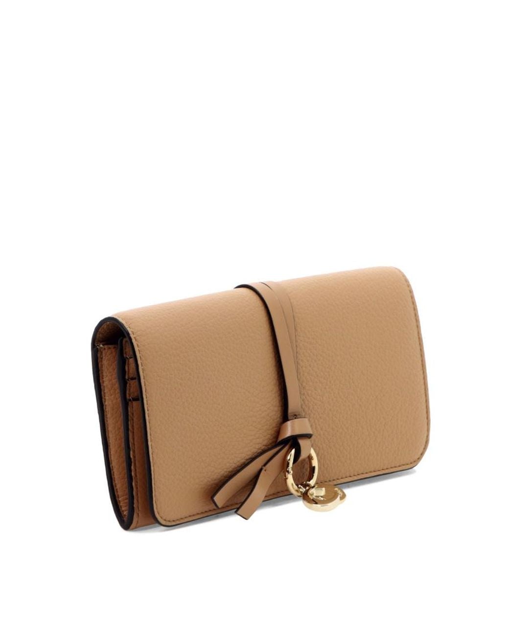 Chloé Natural Chloé Logo Charm Laced Wallet