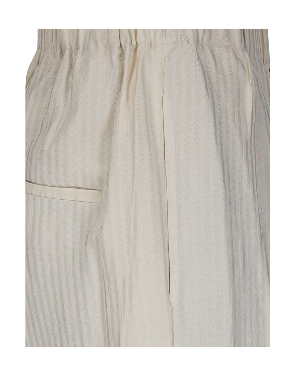 Uma Wang White Poela Chevron-Pattern Trousers