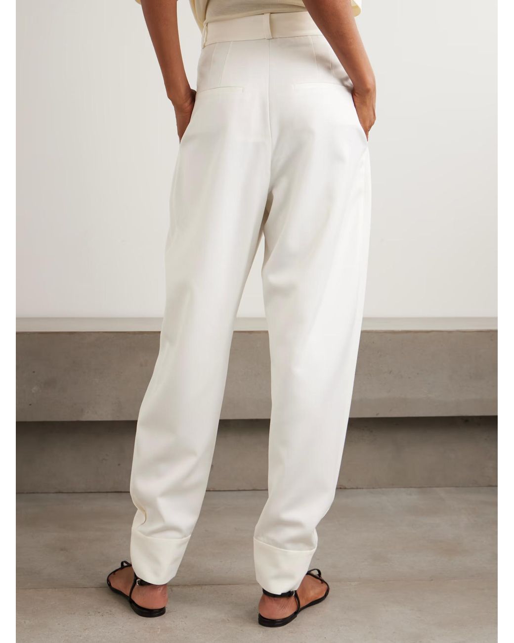Rohe White Wool Blend Wide-Leg Casual Pants